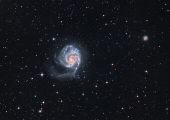 Spiral galaxy in the deep sky at night