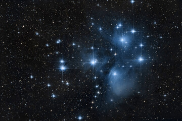 Seven sisters in the deep sky at night