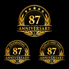 87 years anniversary collection logotype. Vector and illustration.
