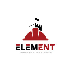 Element Logo Vector, Safety helmet with building logo combination