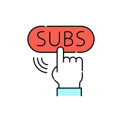 Subscribe button color line icon. Pictogram for web page, mobile app