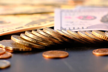 coins on a table