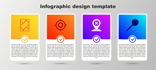 Set Gps device with map, Target sport, Location and Push pin. Business infographic template. Vector.