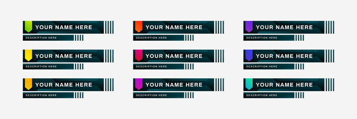 Vector of Broadcast News Lower Thirds Template for Television, Video and Media Channel. Colorful lower thirds set template vector.