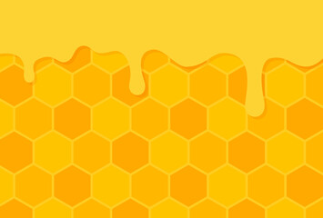 vector background with honey and a honeycomb for banners, cards, flyers, social media wallpapers, etc.