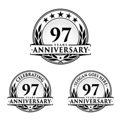 97 years anniversary collection logotype. Vector and illustration.
