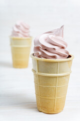 Marshmallow ice cream in a cone