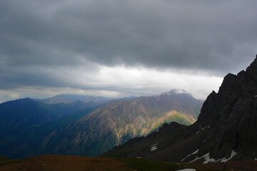 mountains in the fog