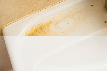 White ceramic washbasin before and after washing