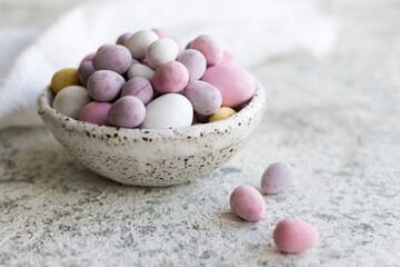 Easter composition with chocolate eggs