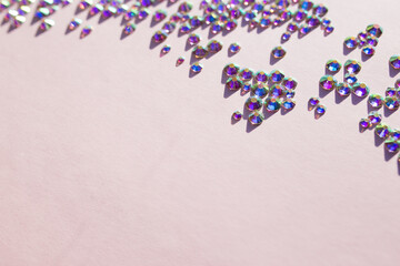 rhinestones on a pink background, blure. design for text