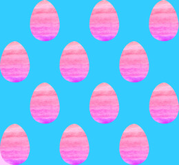 Seamless pattern, backgrounds, textures of colored abstract Easter eggs. Watercolor decorative drawing
