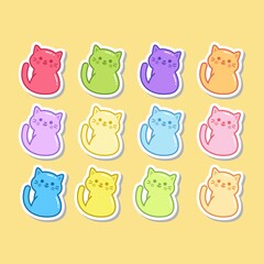 Cute Gummy Cat Jelly Stickers Set