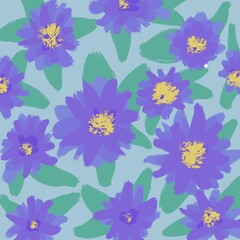 Fototapeta na wymiar Floral pattern with purple flowers 