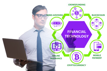 Businessman in financial technology fintech concept