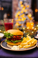 Healthy burger on celebration table