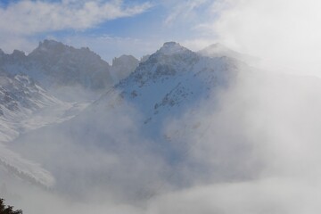 clouds in the mountains