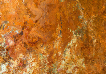 Panorama einer verrosteten Kupferplatte 