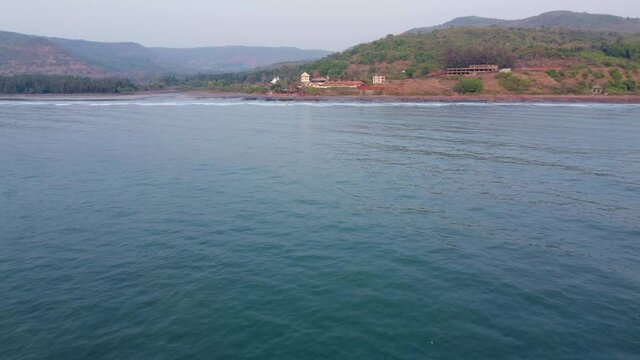 Aerial footage of Ladghar beach at Dapoli, located 200 kms from Pune on the West Coast of Maharashtra India.