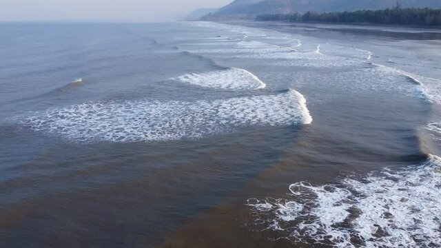 Aerial footage of Ladghar beach at Dapoli, located 200 kms from Pune on the West Coast of Maharashtra India.