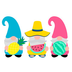 Fototapeta premium Cute summer gnome, vector illustration art.