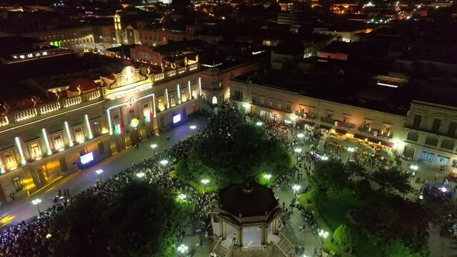 Aeralview Plaza de Armas, fiesta, San Luis Potosi, Mexico