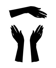 Gestures. Graceful hand of a woman. Graphic silhouette drawing. Vector illustration.