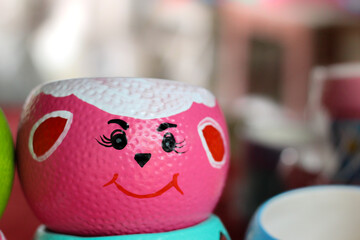 Cute colorful ceramic flower pot.