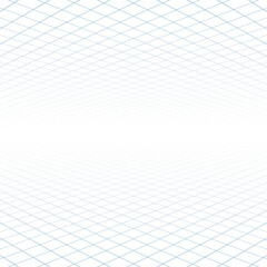 Diagonal perspective grid. Abstract wireframe landscape. 3d vector illustration.