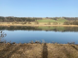 Flach lake or Flachsee in the natural protection zone Aargau Reuss river plain (Naturschutzzone...