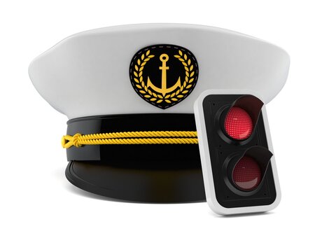 Captain's hat with red traffic light