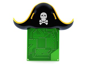 Circuit board with pirate hat