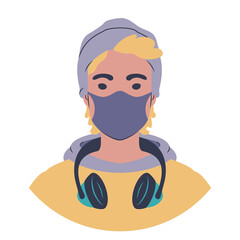 Portrait of a young man in a colourful hoodie. Cartoon teenager avatar. Flat style illustration. 