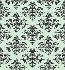 Vector baroque seamless pattern for design pattern for background wallpaper, sandblast, lazercut. monochrome silhouette. Light green fabric