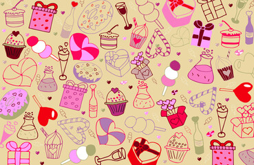 illustration of sweets and gifts