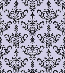 Vector baroque seamless pattern for design pattern for background wallpaper sandblast. monochrome silhouette. Lilac fabric