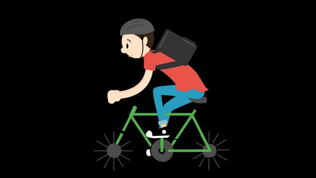 自転車に乗る配達員