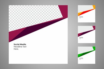 New set of editable minimal banner templates. Suitable for social media posts and web or internet ads. Vector illustration with photo college.