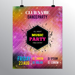 Dance Club Night Summer Party Flyer Brochure Layout Template. Club Party Banner design.