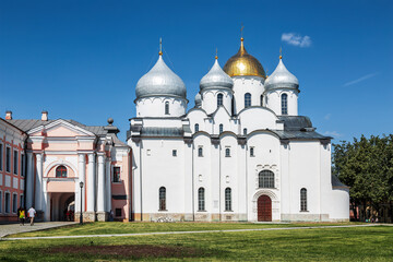 Fototapeta na wymiar View of St. Sophia Cathedral on the territory of the Kremlin. Veliky Novgorod, Russia