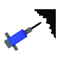 Jackhammer and stone on white background, vector illustration