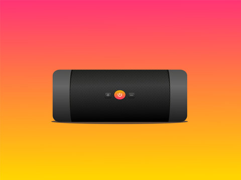 Portable speaker. Wireless speaker realistic color illustration isolated on gradient background.