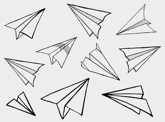  Hand drawn paper plane , vector illustration