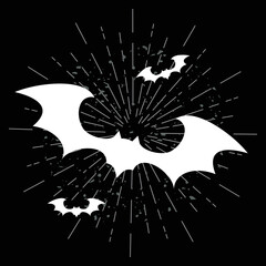 Bat silhouette vector icon logo Halloween character ghost, vector illustration