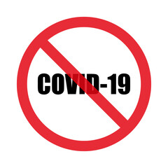 Coronavirus stop sign. COVID-19 spread prevention. Isolated on white background. Flat style. Vector