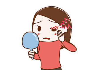 ものもらいで目が痛痒く辛い女性