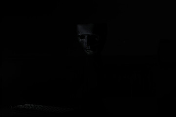 Black mask in the dark ritual and mystery
