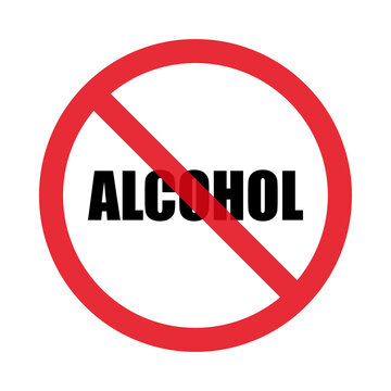 No alcohol. Sign. Isolated on white background. Flat style. Vector