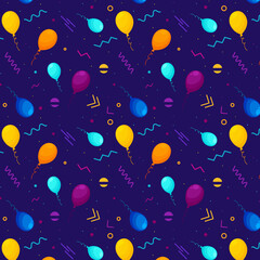 Balloons pattern and geometric shapes. Dynamic pattern background