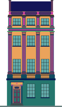 Different style residential house. City architecture retro and modern buildings. House front cartoon vector illustrations